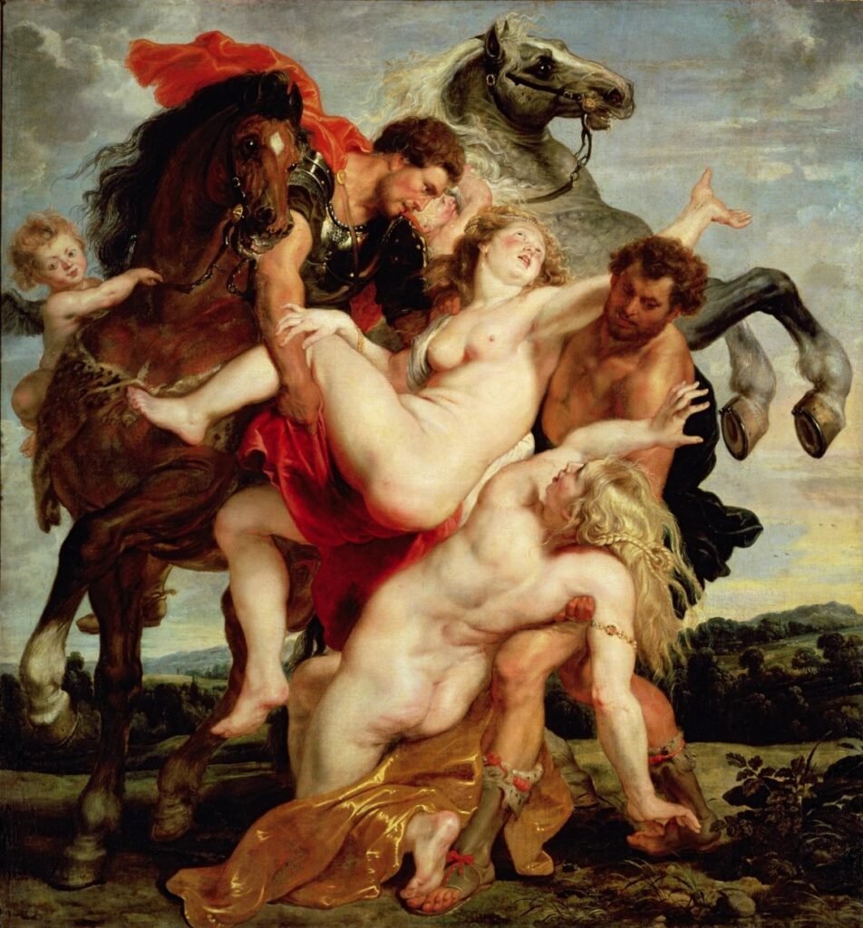 Szene aus der Griechischen Mythologie bei Peter Paul Rubens; Die Töchter des Leukippos werden entführt